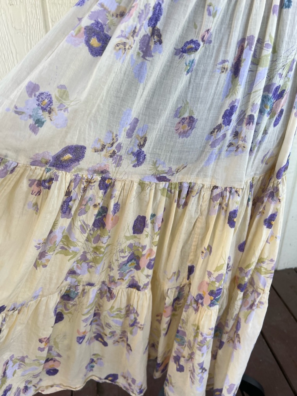 Sarah Arizona Floral Cotton Dress Prairie Cottagecore Tiered Midi Vintage Small - Picture 4 of 6